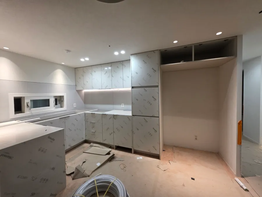 성남 센트럴자이 ㄷ자 싱크대 스테인리스 상판 시공 후기 시공사례 사진