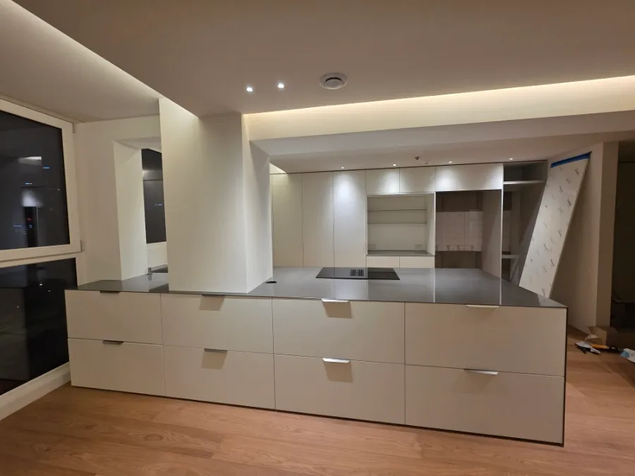 초대형 4.8m 스테인리스 대면형 아일랜드 3t 상판 시공 후기 - 싱크대장김상진 시공사례 사진