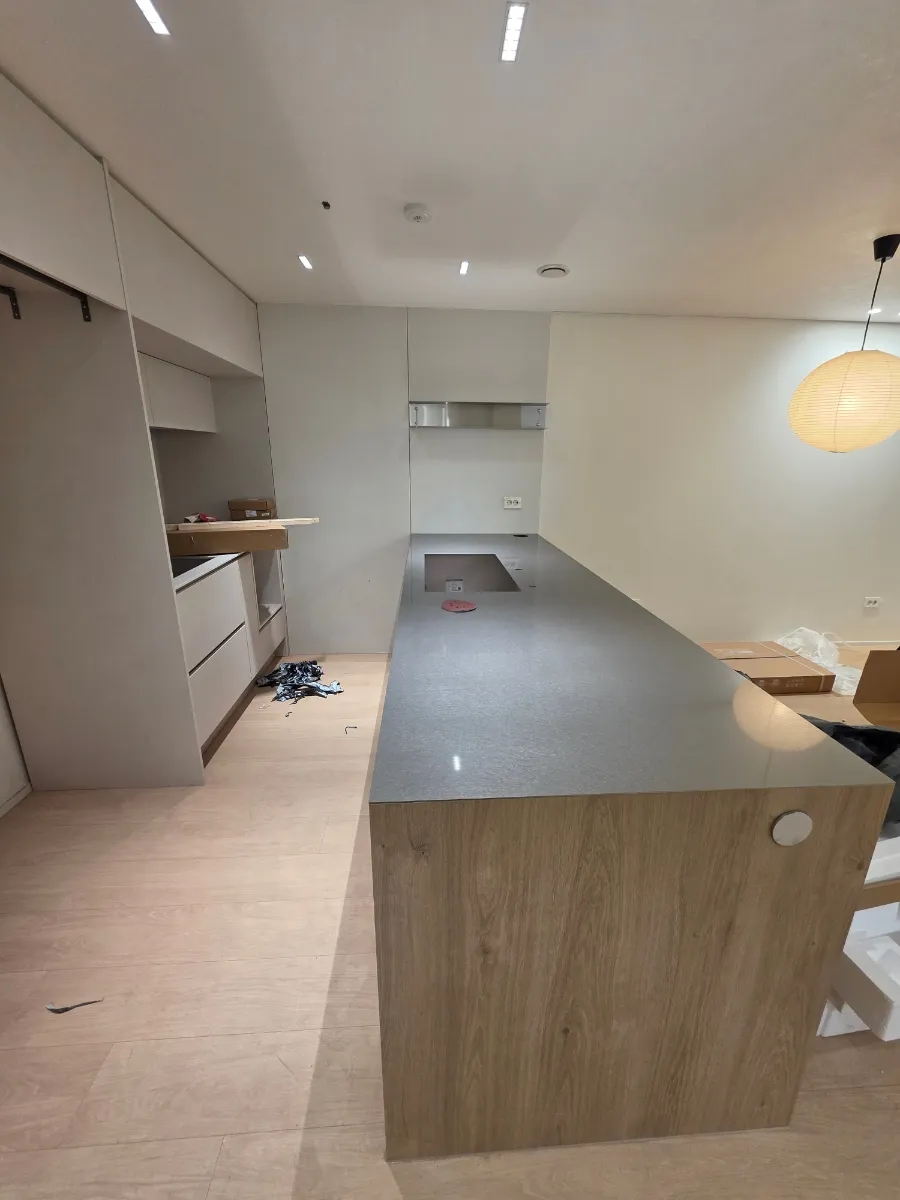 공덕 래미안5차 대면형 아일랜드 스테인리스 상판 3T 시공 후기 시공사례 사진