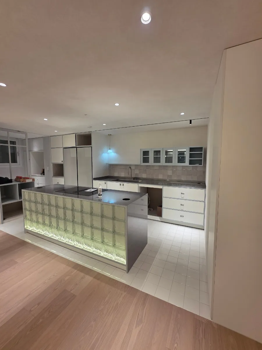 동탄 유리블럭 아일랜드 스테인리스 상판 시공 완성! 싱크대장김상진 후기 시공사례 사진