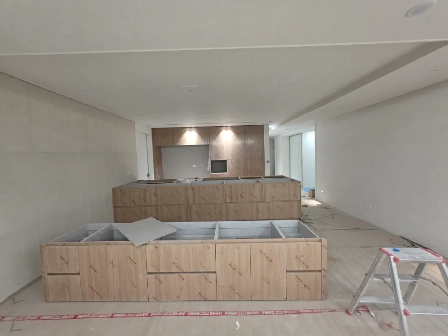 대구 대우월드마크웨스트엔드 대형 아일랜드 스테인리스 싱크대 상판 시공 후기 시공사례 사진